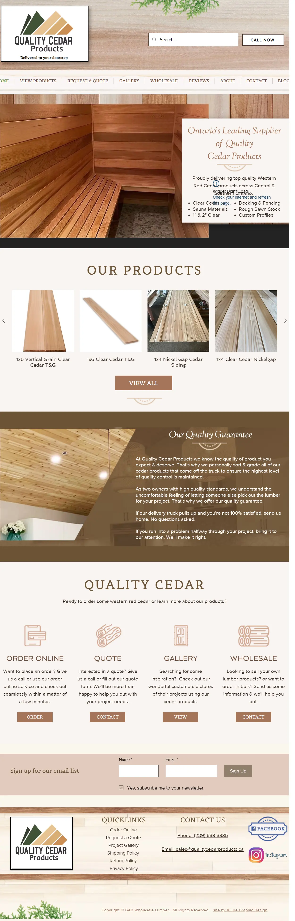 Quality Cedar Products website